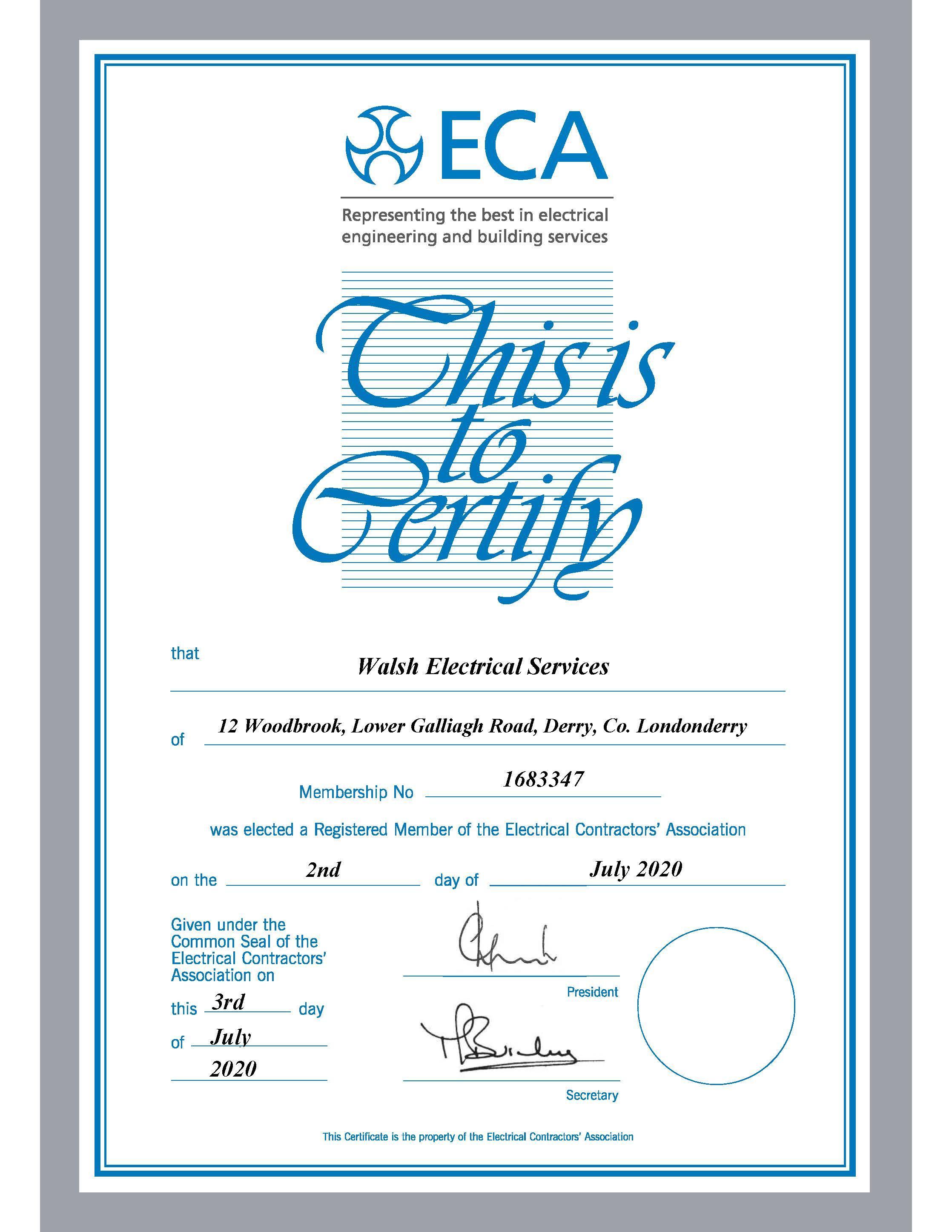 Qualified Registered Electrician In Derry Donegal Walsh